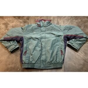 Vtg Columbia Lined Coat Jacket Green & Purple Removable Fleece Liner Medium USA